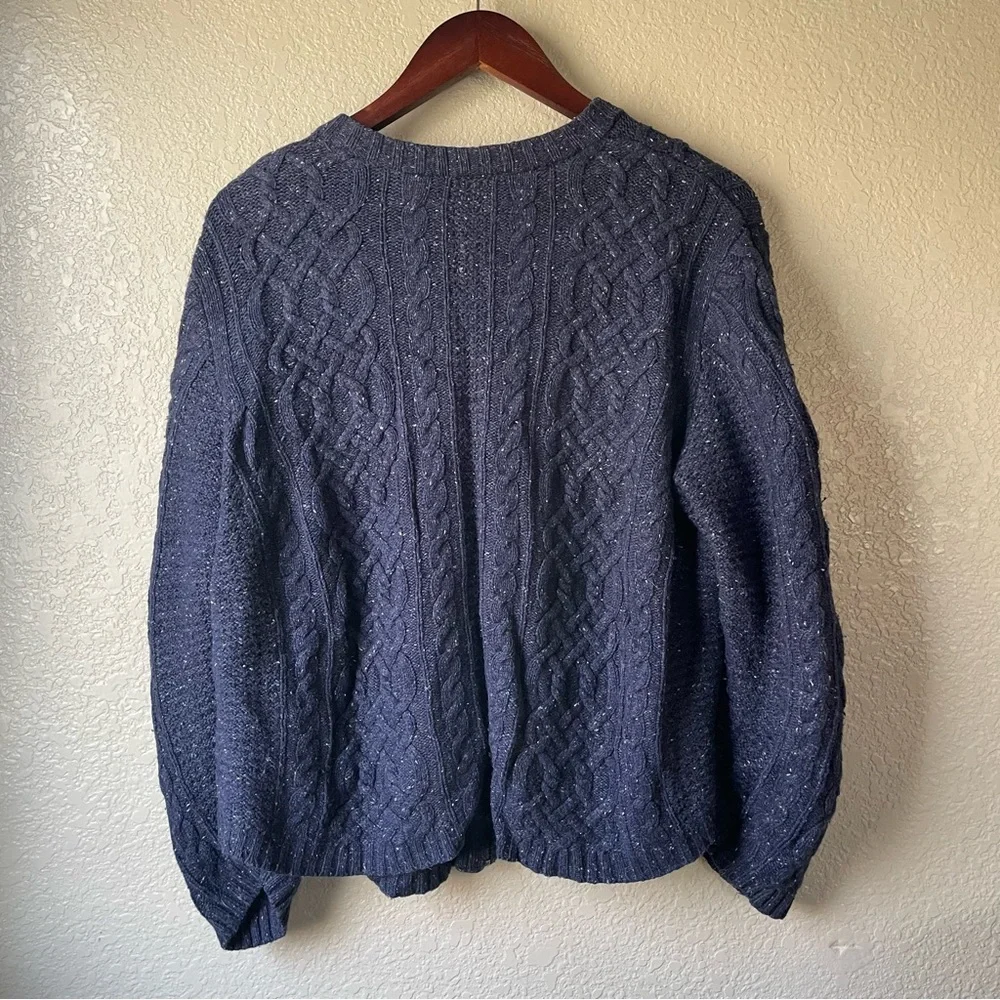 Croft & Barrow Womens XL Blue Silk Blend Full Zip Cable Knit Cardigan Sweater